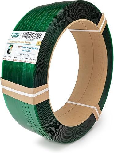 Miniatura 25 de IDL Packaging Rollo de flejado de poliéster (PET) de 1/2" x 0.025" x 3440' de tamaño de núcleo de 8" x 8", resistencia a la rotura de 780 libras