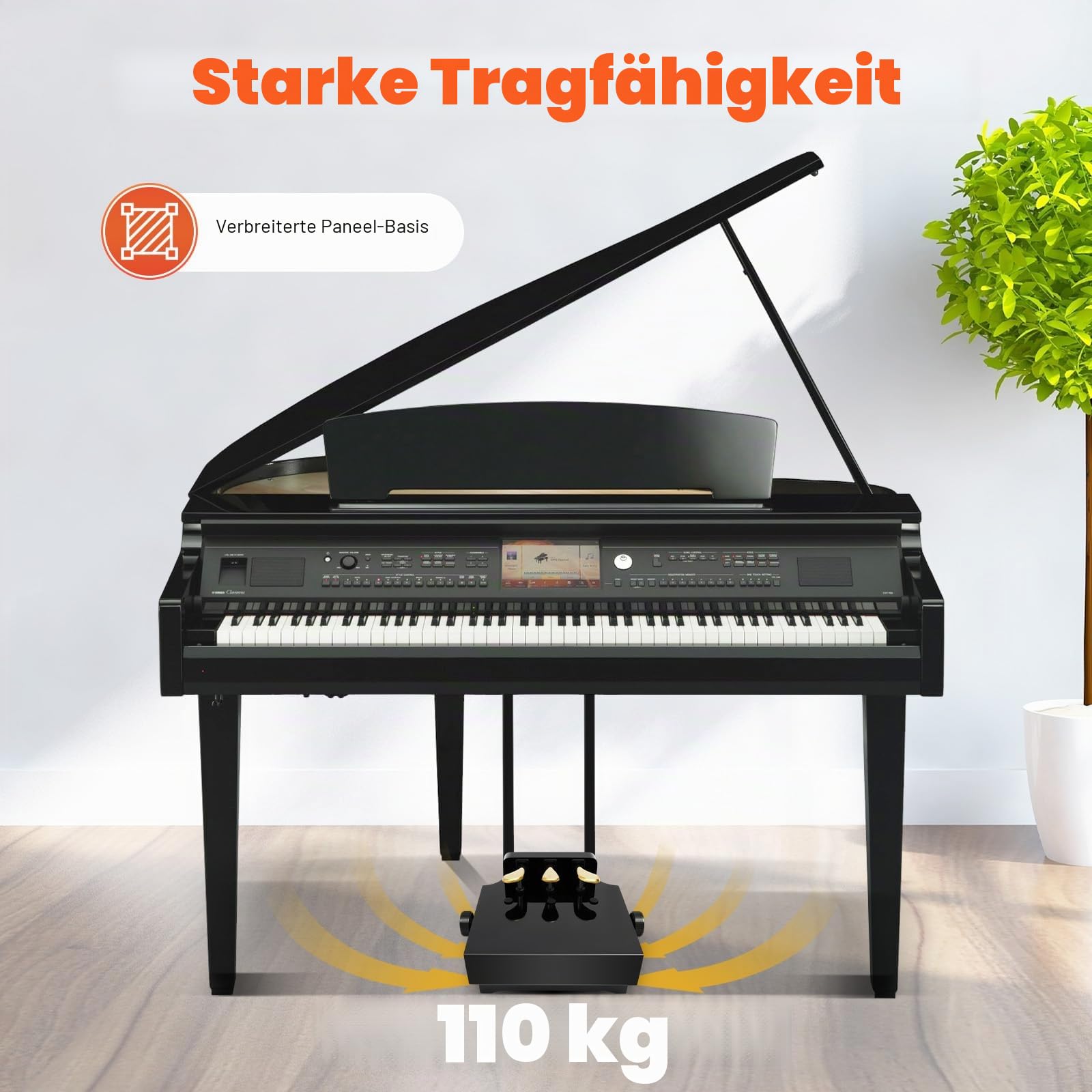Klavier Extender Pedal Bank für Kinder | Klavier Pedalverlängerung | Höhenverstellbar mit 3 Pedalen | Kinder Klavier Lehren Hilfe Zubehörteil Schwarz