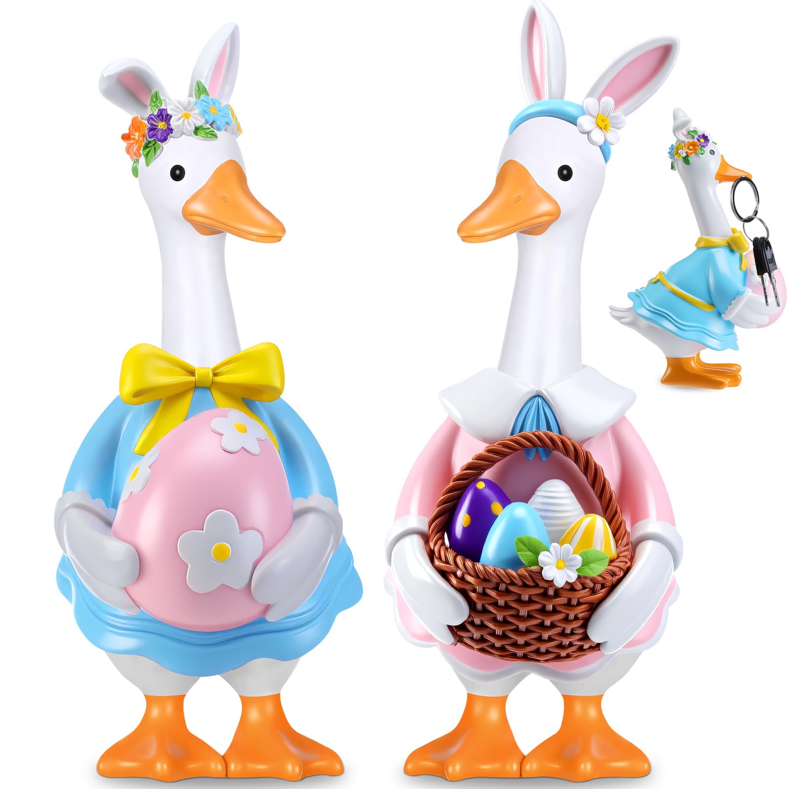 Photo 1 of **MISSING ONE**
Thyle 2 Pcs Easter Desk Goose Figurines Key Holder Resin Statue Decor, 5.91 Inch Easter Bunny Goose Ornaments for Holiday Table Centerpiece Mantel Shelf Farmhouse Home Decoration *Similar, only 1*