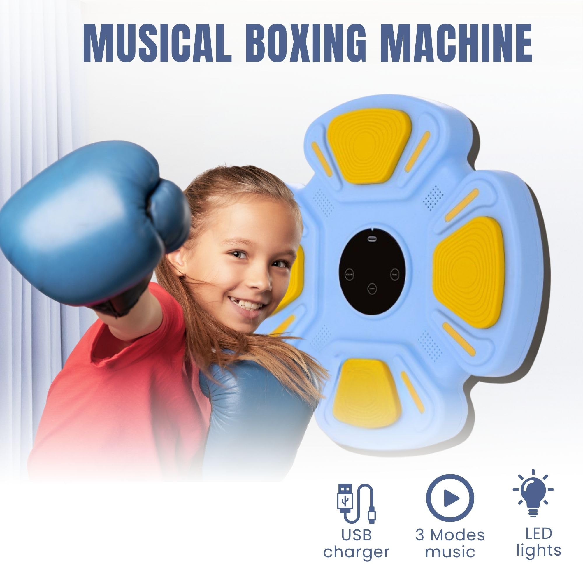 Máquina de Entrenamiento de Boxeo Musical con LED Vicyol S&D para Pared, 32x32cm