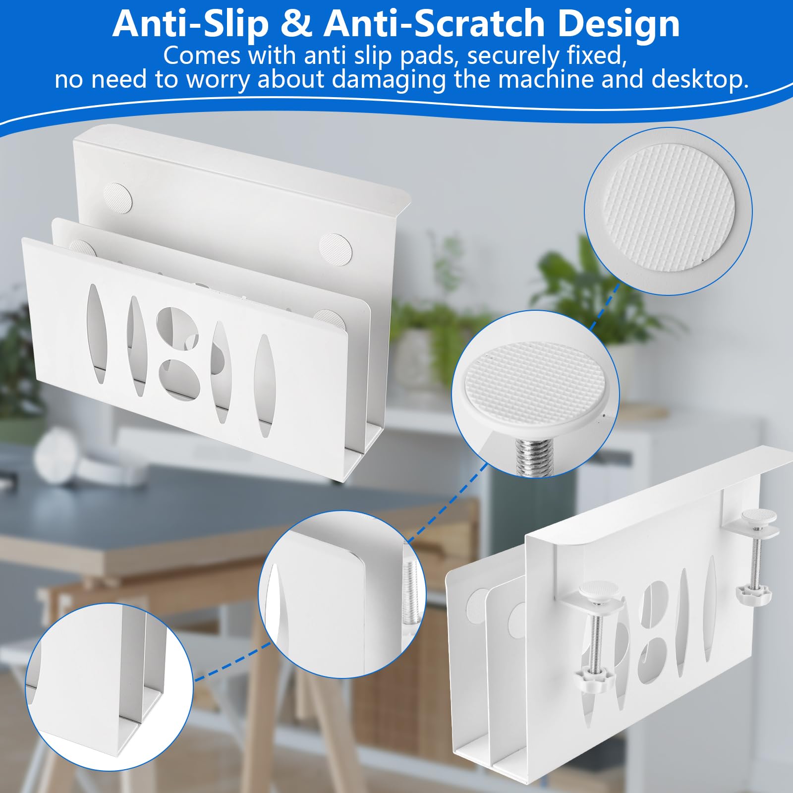 Soporte Lateral para Ordenador portátil, de Acero, sin Necesidad de taladrar, para MacBook Pro/Air, portátil, iPad, Libros (Doble Capa Blanca)