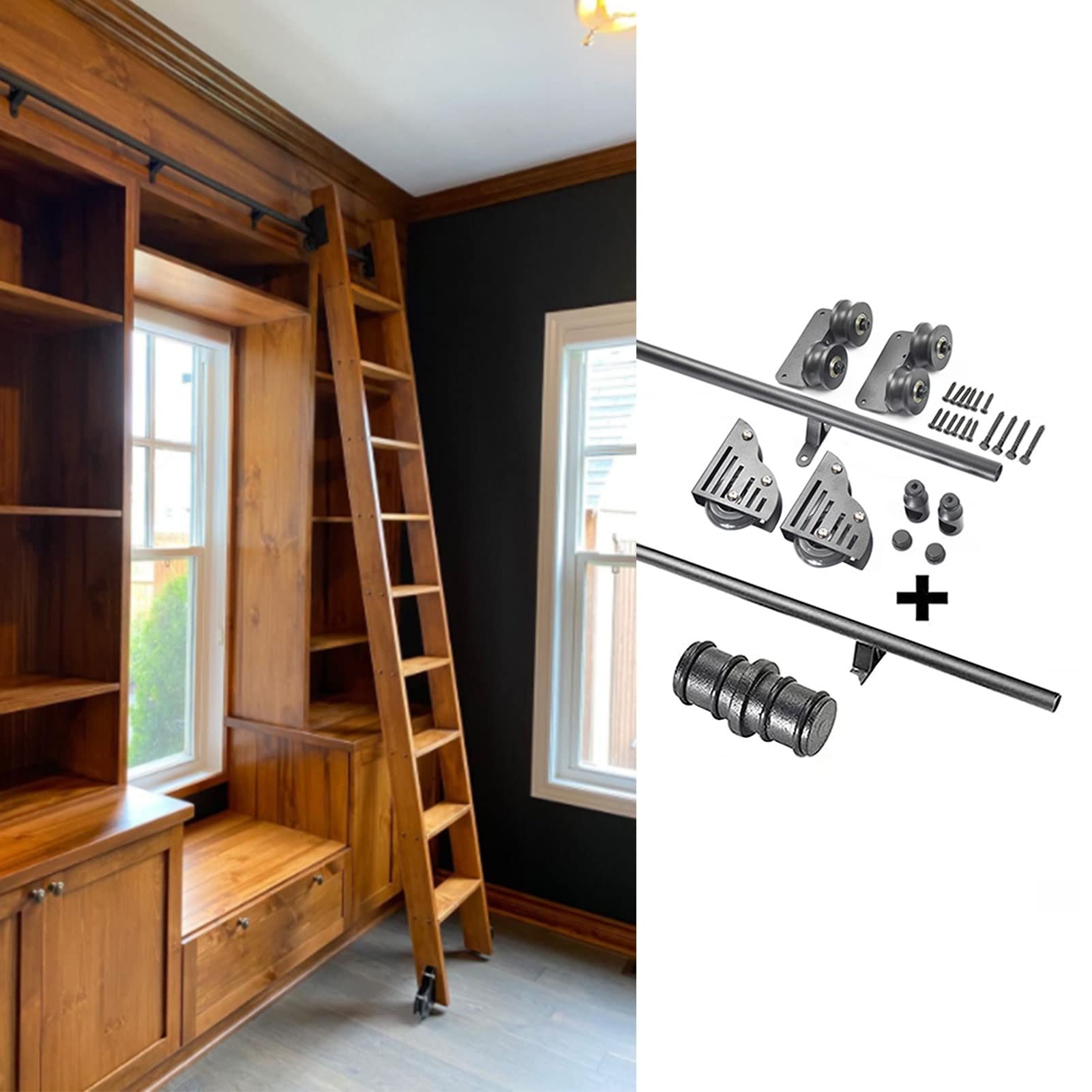 Kit de rail pour échelle coulissante MiroDo avec roues à rouleaux et extension de 20 pieds