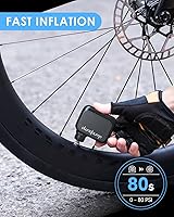 Vista 2 de Mini bomba de bicicleta, bomba eléctrica para neumáticos de bicicleta máx. 100 PSI, bomba de aire portátil para bicicleta con válvula Presta
