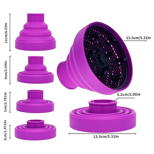 Miniatura 10 de Accesorio difusor universal plegable para secador de pelo, herramienta de grado de salón, diseño plegable portátil ligero plegable de viaje que se