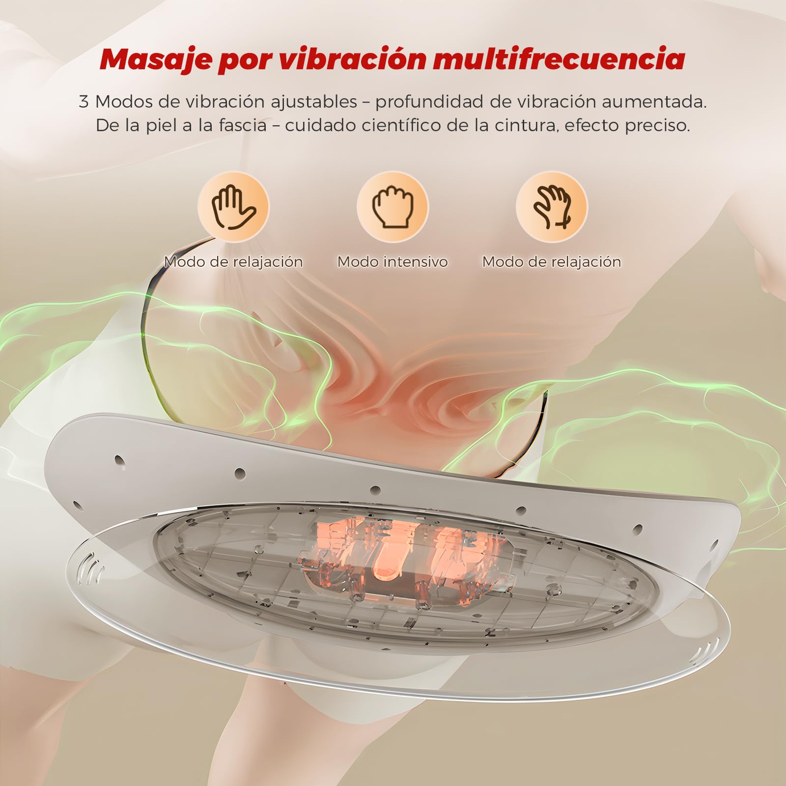 Masajeador de tracción lumbar con calor, vibración, función de curvatura, masajeador de espalda con calor y pulso EMS, masajeador lumbar con vibración, cojín de aire y mando a distancia