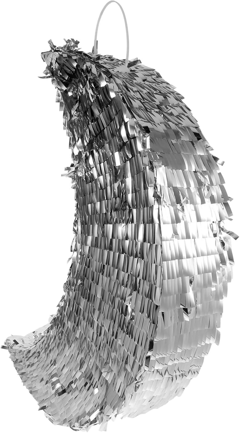 Silver Moon Shaped Party Pinata with Hollow Candy Holder Eye-catching Festival Decoration for Birthday Celebrations and Holiday Gatherings Large Pendant Prop for Fun Games and