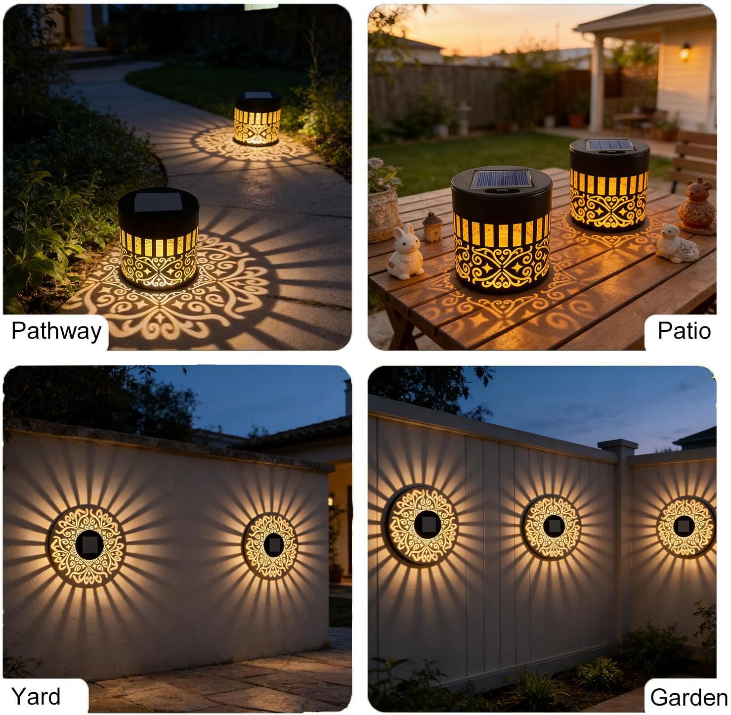 Solar Outdoor Fence Lights Decoration 2 Pack, Solar Wall Step Deck Lights Outdoor Garden Decor with Starlight Theme for Yard Art Porch Patio Backyard