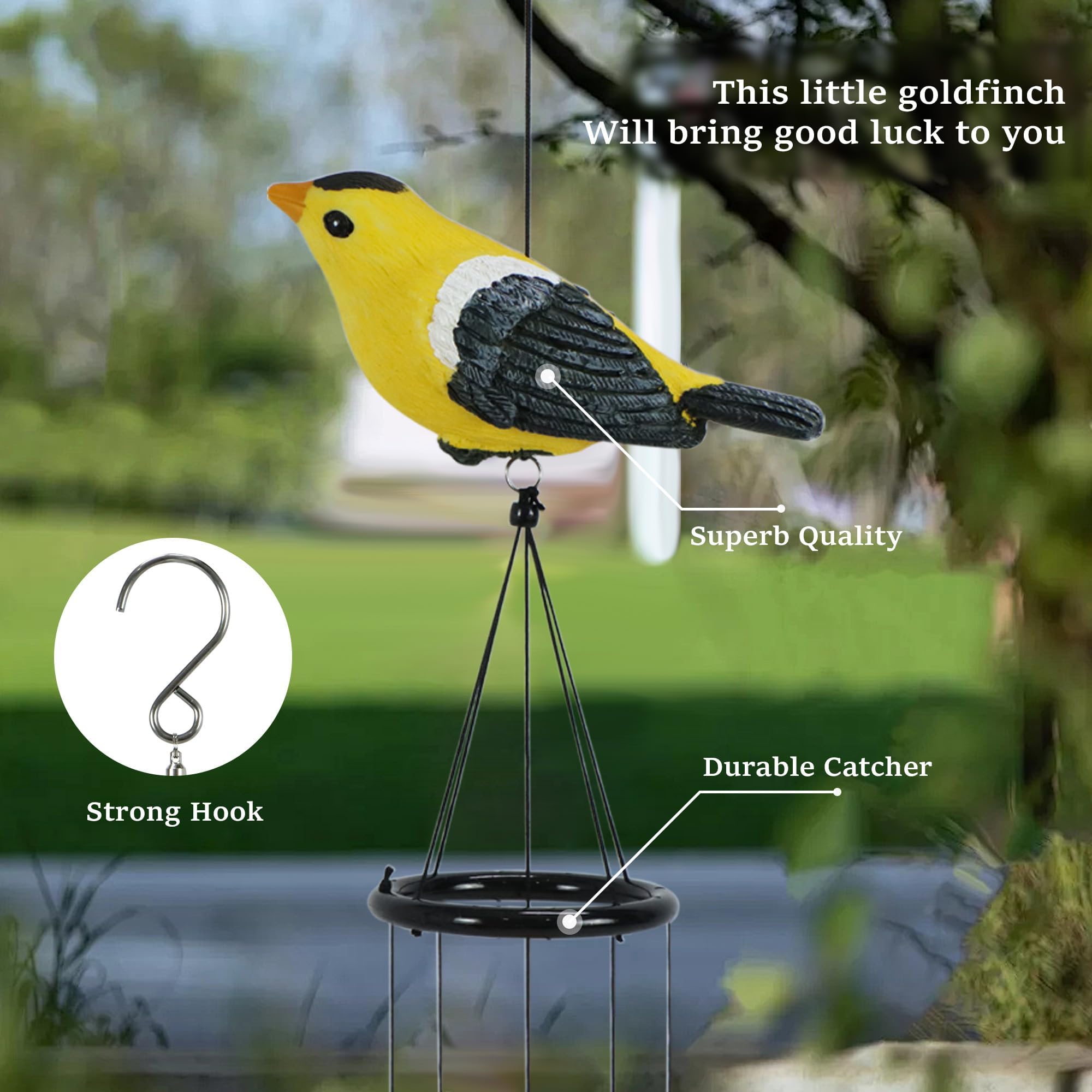 Carson Cherished Moments Vogel-Windspiel – Aus Aluminium, 101 Cm – Für Garten, Terrasse & Veranda