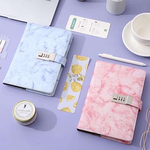 Vista 82 de CAGIE Diario con candado para niñas, A5 con contraseña rellenable, con forro, diario bloqueado, lindo regalo de Navidad y cumpleaños para niñas