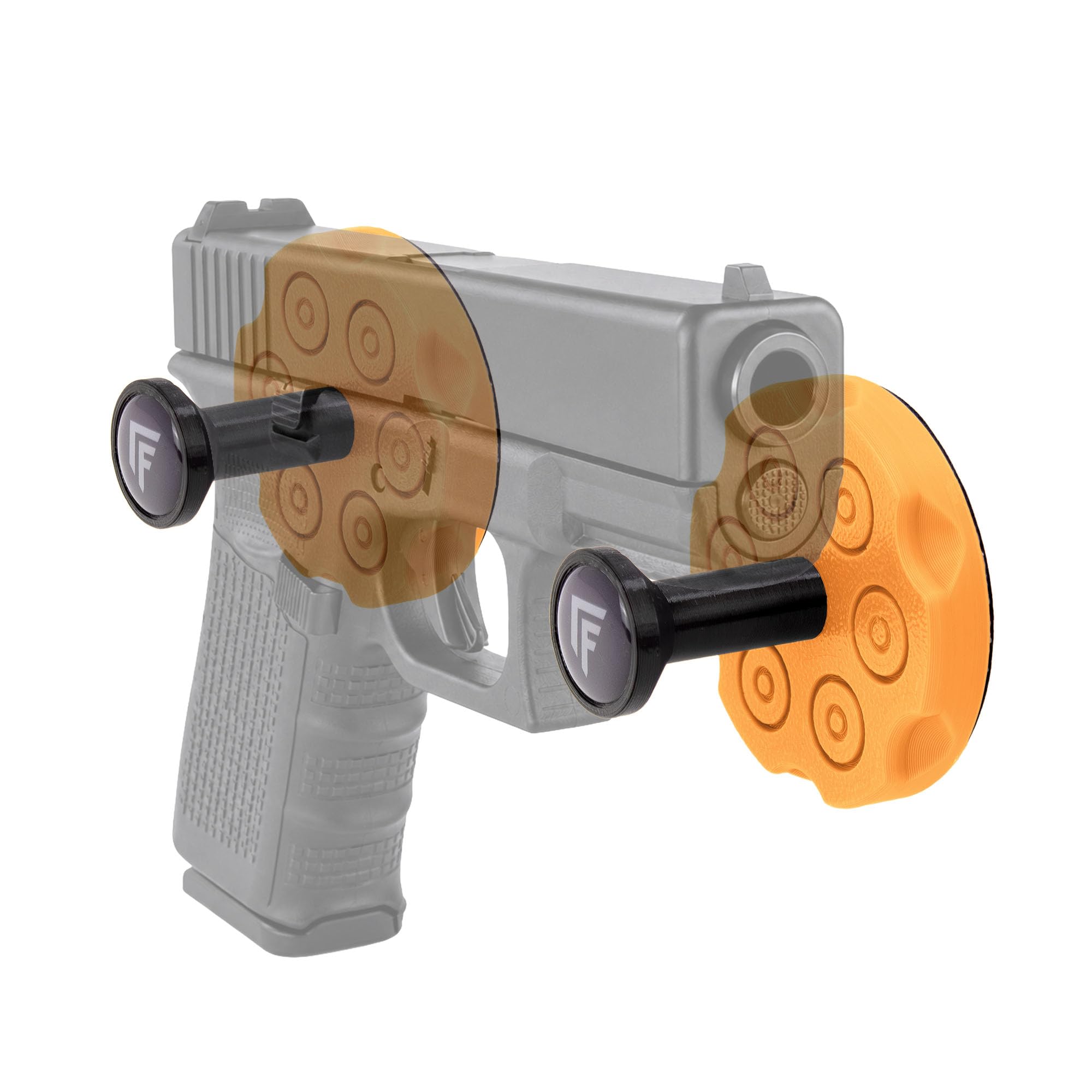 Kurzwaffenhalterung Nexus, 2-teiliges Set für Pistole & Revolver, Halter mit starken Magneten für Waffenschrank & Tresor, Made in Germany