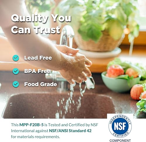 Miniatura 4 de Filtro de agua de sedimentos grandes de 5 micras de 20 pulgadas para toda la casa, cartucho de filtro de agua de 20 x 4.5 pulgadas de repuesto para