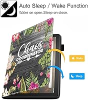 Vista 3 de Funda para tablet Kindle Fire 7 (12ª generación, versión 2022) último modelo de 7 pulgadas, funda delgada de piel sintética con soporte para tarjeta