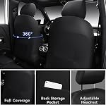 CAR PASS Luxury Nappa Leather Front Seat Covers, Water Resistant 3D Foam Seat Covers with Lumbar Support, Breathable Auto Seat Cover Airbag Compatible Universal Fit for Sedan SUV Van Truck, All Black