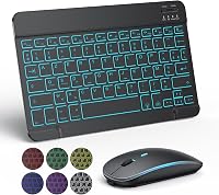TECURS Bluetooth Billentyűzet és Egér Tabletre iPad Samsung Lenovo Android iOS Fekete 1