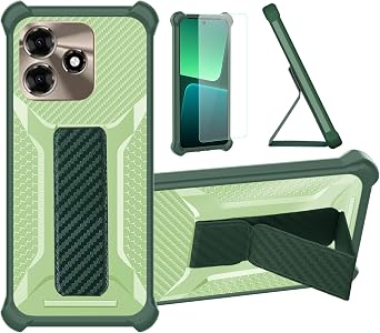 bojioderf Case Compatible for Sparx Ultra 8 Pro Phone Case Stand Cover [with Tempered Glass Screen Protector] Hybrid Case [Folding Support Magnetic] [Frosted anti-fingerprint] Green