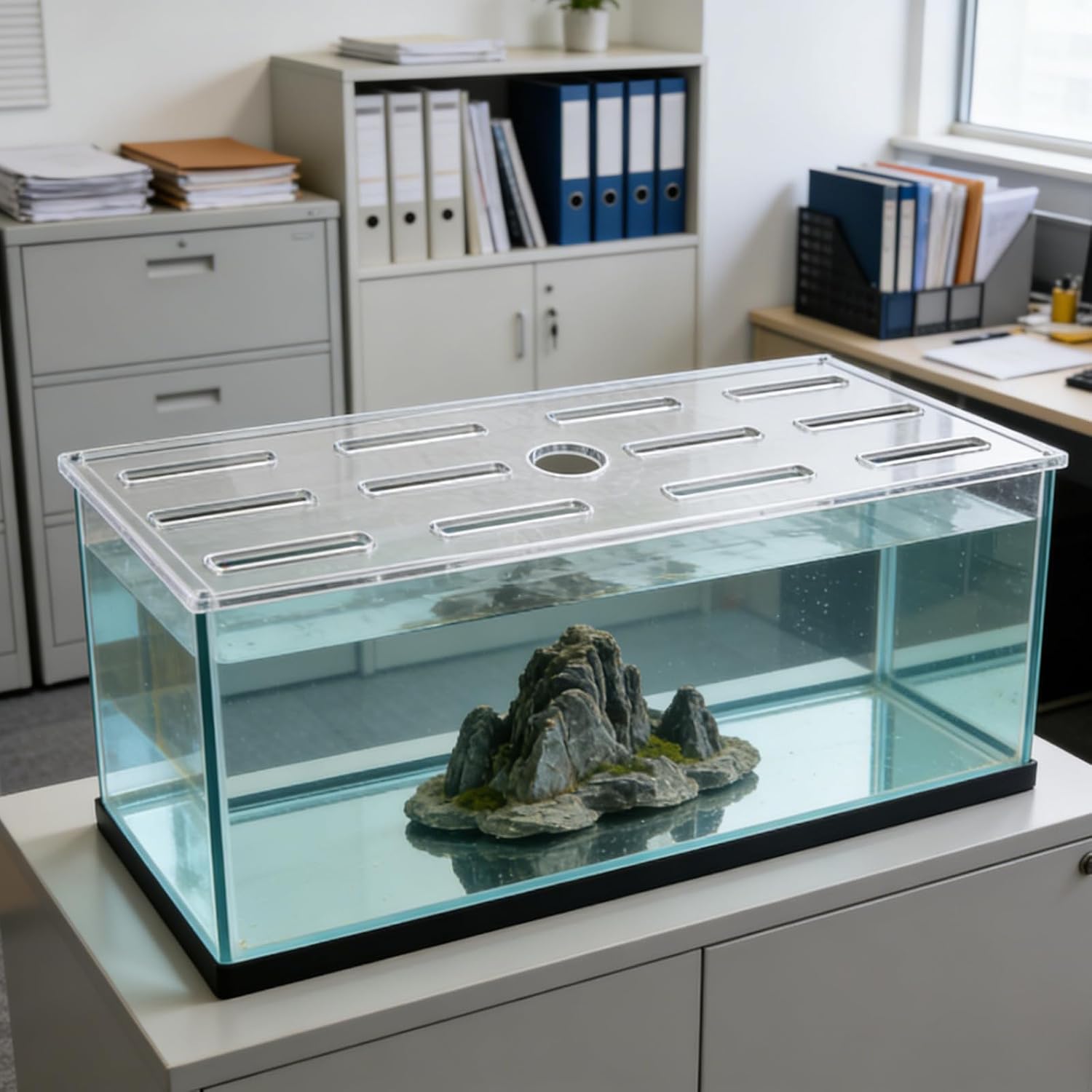 Hemoton Plastic Reptile Tank Cover with Anti-Jumping Protection Rectangle Terrarium Tank Lid with Easy Access for Aquarium Use