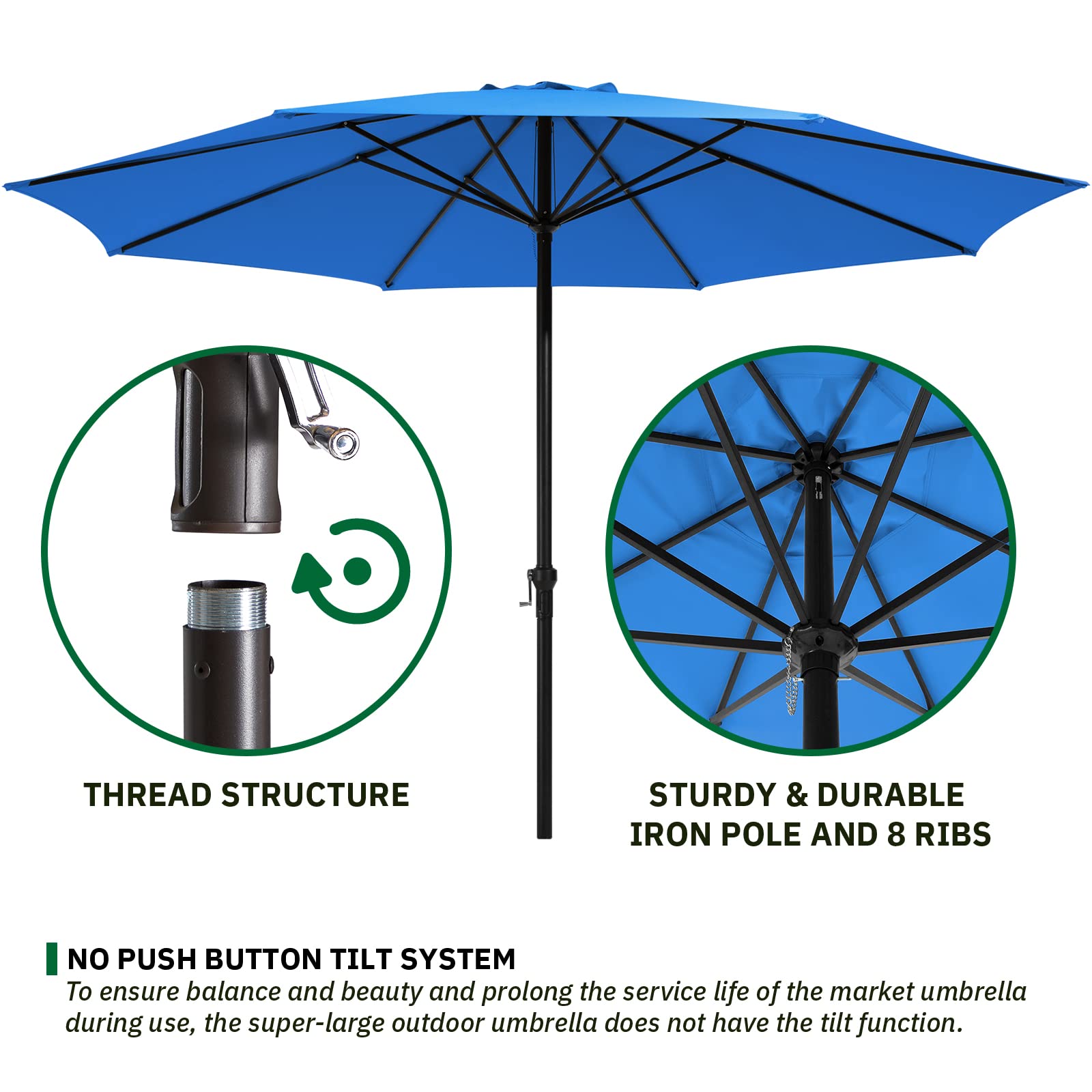 MEWAY 12' Patio Umbrella Outdoor Umbrella Large Market Table Garden Deck Pool Sunshade Umbrella with Crank and UV Protection