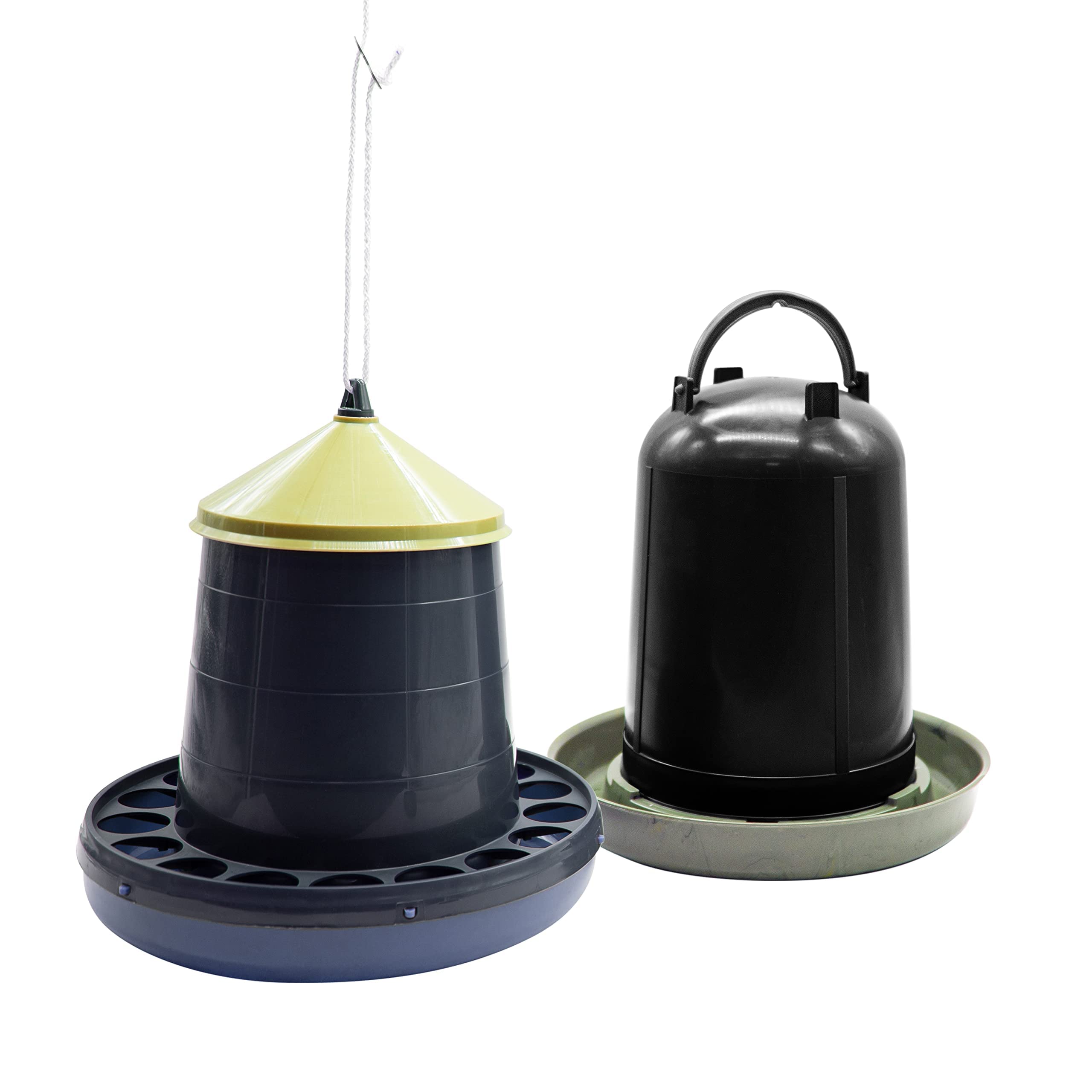 Pack Comedero Gallinas + Bebedero Gallinas - Plástico Reciclado para Gallinero Ecológico - Tolva 2kg + Bebedero 3L para Aves de Corral