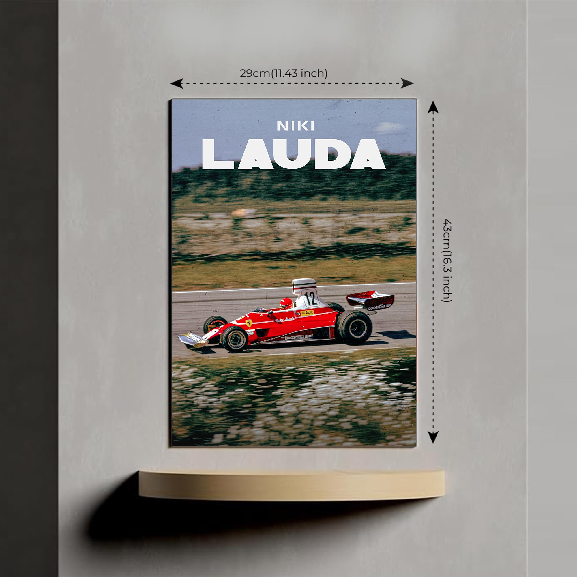 PodiumPe Niki Lauda Formula 1 Poster | Classic Vintage Ferrari Aesthetic Poster for Walls | A3 Size (Medium) | Unframed 1