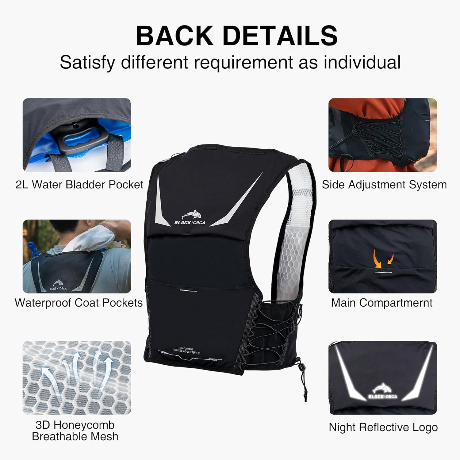 Running Vest for Women Men, Lightweight Hydration Vest with 2L Water Bladder, Hydration Backpack for Marathon, Trail, Cycling, Hiking, Jogging - Image 4