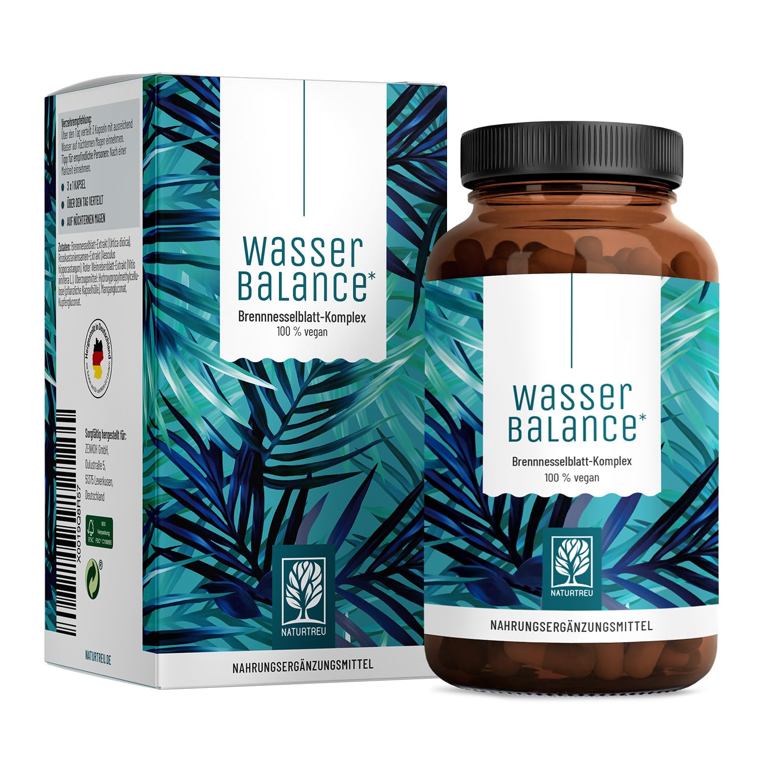 Brennnessel Kapseln Komplex mit Rosskastanienextrakt und roter Weinlaub Vegan und ohne chemische starke Entwässerungstabletten 90 Wassertabletten von NATURTREU