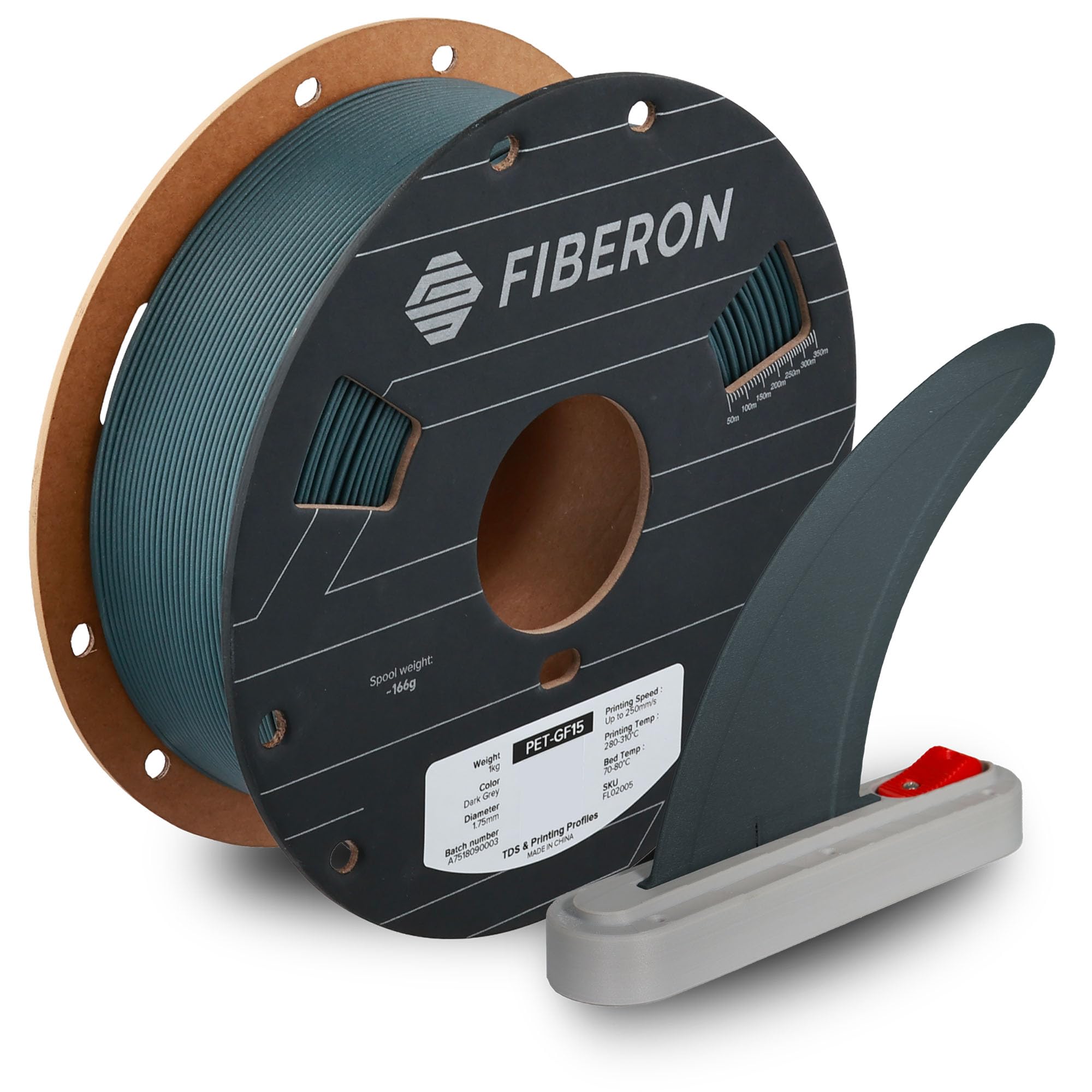 Photo 1 of Polymaker Fiberon PET-GF15 1.75mm Glass Fiber Filament, Dark Grey, 1kg