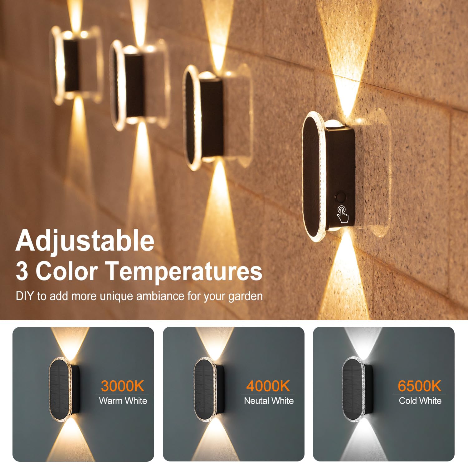 HAMLITE Solar Fence Light for Garden: Weatherproof Dual Direction Lighting, 8 Packs Adjustable 3 Modes - Image 4