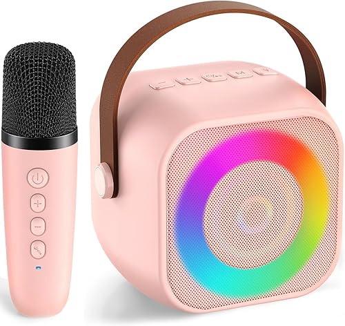 Mini máquina de karaoke para niños, altavoz Bluetooth portátil con micrófono inalámbrico para niños pequeños, regalos para niñas, cumpleaños,