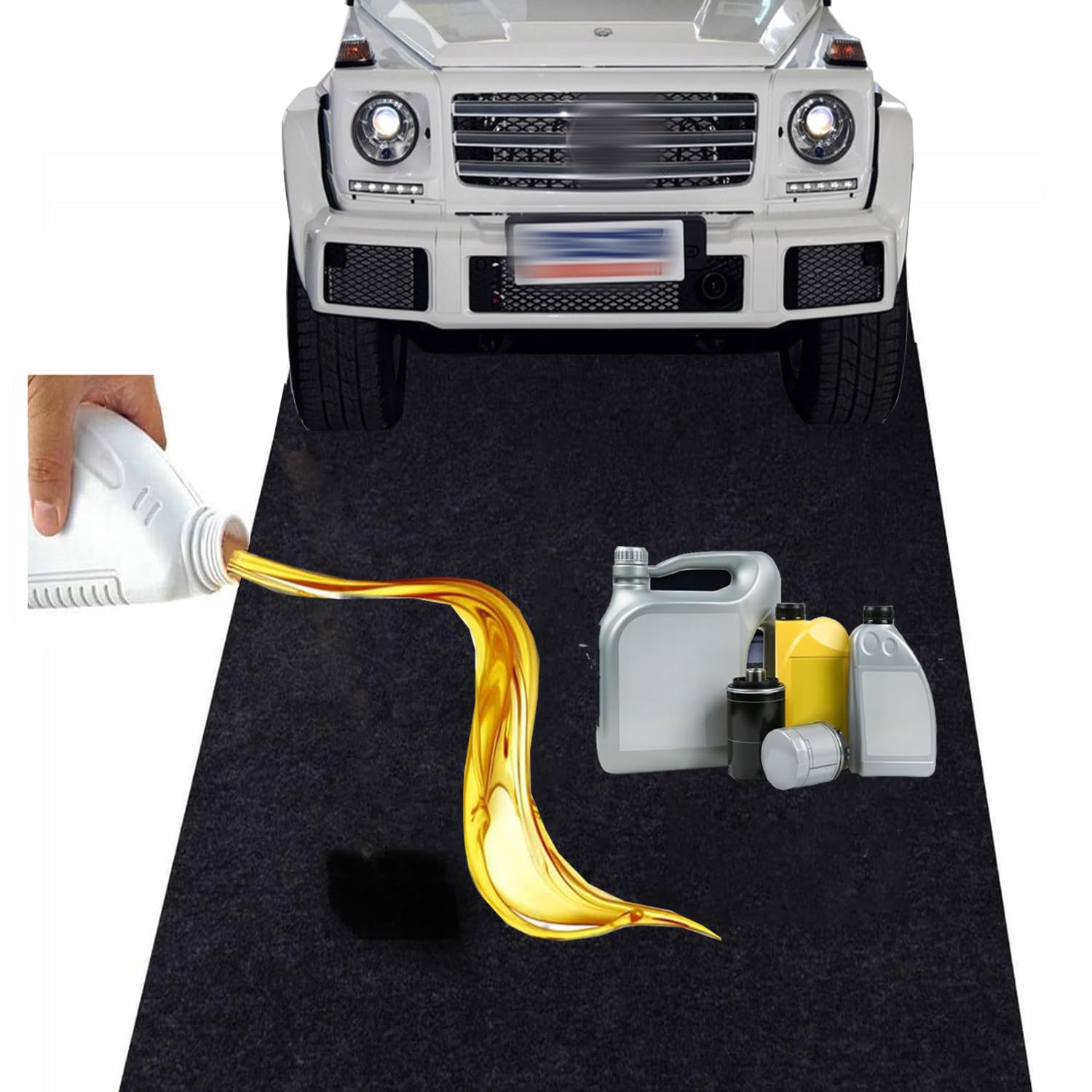 Tapis de récupération d'huile pour garage, 110 x 280 cm, tapis de sol de garage, tapis à huile de moto, protection de garage polyvalent, tapis absorbant résistant, tapis de protection, établi