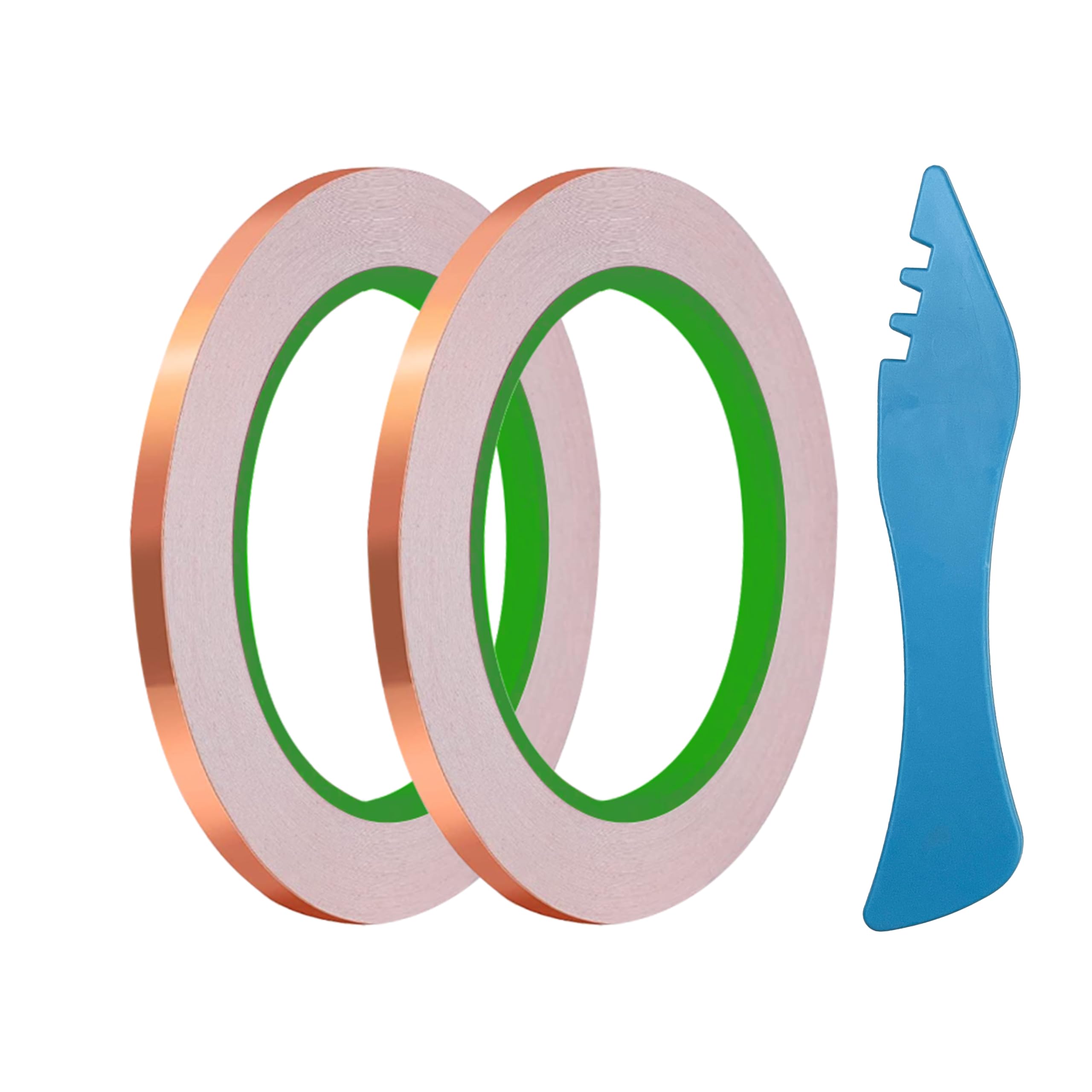 YEZHET Copper Foil Tape 2 Pack (7/32Inch) with Double-Sided Conductive, for Stained Glass, Electrical Repairs, DIY Handicrafts, Paper Circuits, Crafting