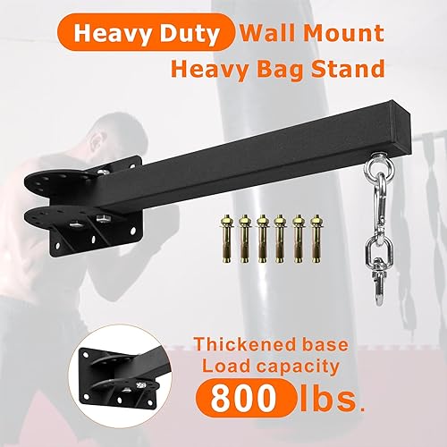 Miniatura 5 de Soporte de pared para colgar bolsas pesadas, colgador ajustable para bolsa de boxeo, 7 posiciones ajustables, soporte de pared para boxeo, Muay Thai