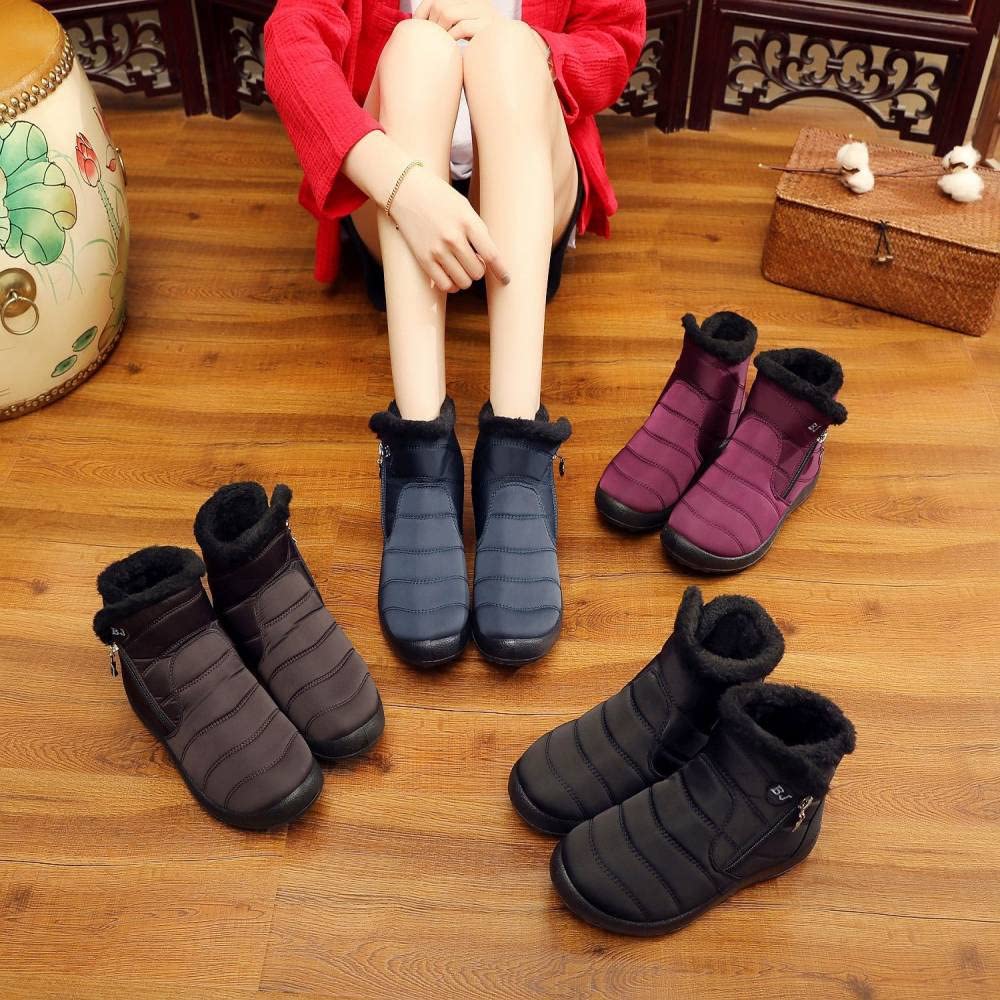 Boojoy Bottes d'hiver chaudes à enfiler pour homme et femme (43, gris)