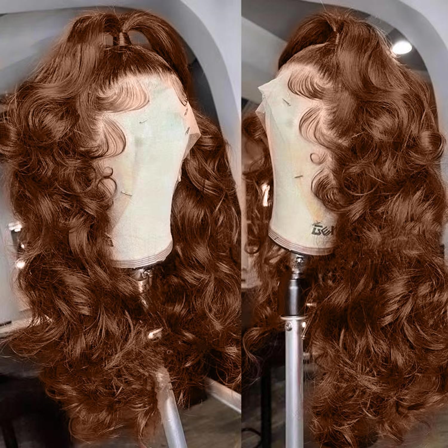 200 Density 13X6 Chocolate Brown Body Wave Lace Front Wigs Human Hair 13x6 HD Transparent Lace Front Wigs For Women Auburn Brown Colored with Baby Hair Glueless Wigs Human Hair Full And Thick 26 Inch
