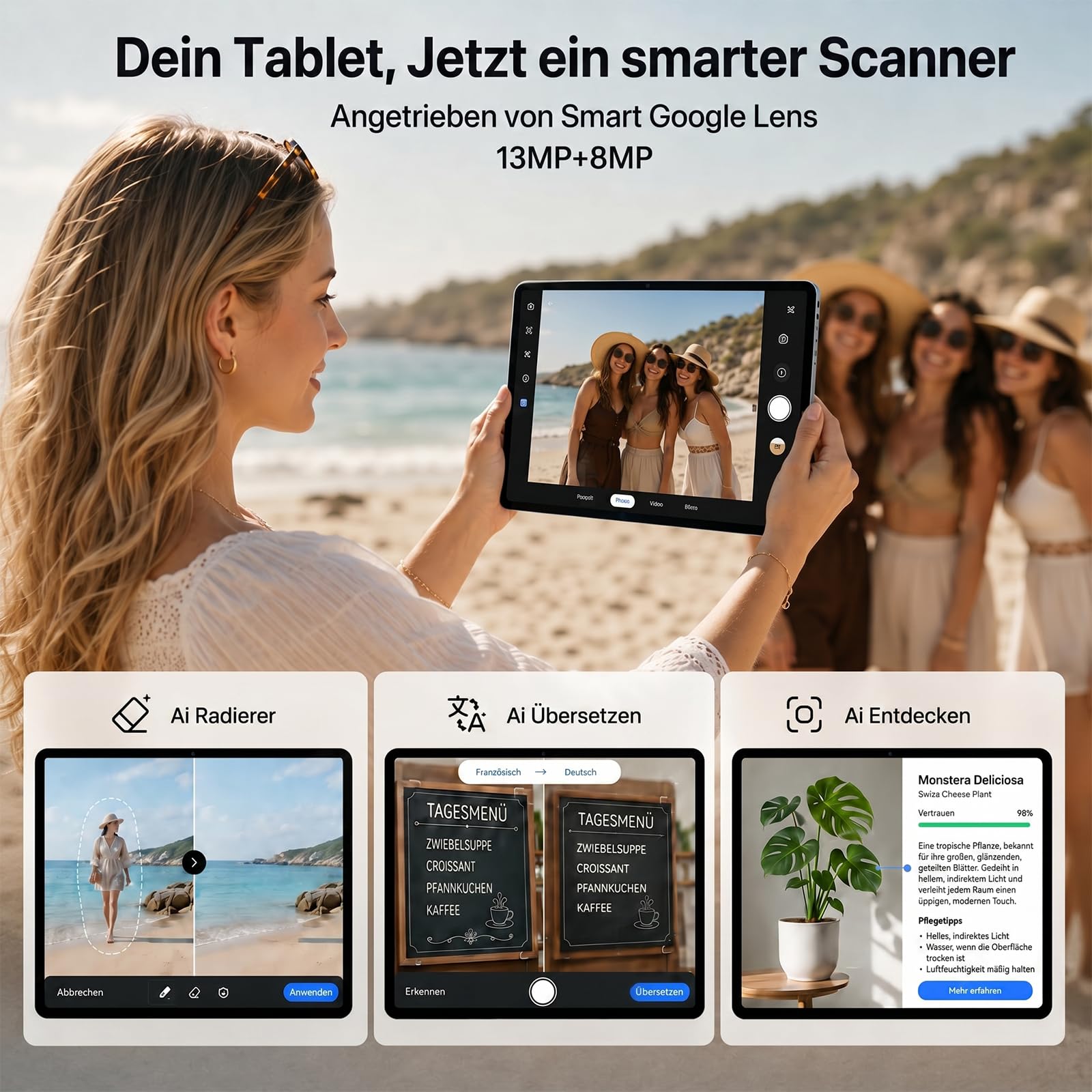 11,5 Zoll Android 16 Tablet mit Tastatur-Bundle, 2.8K BOE Display | 32GB+256GB | 500 Nits Helligkeit | Gemini AI | Dual-SIM-Steckplatz & 4 Jahre Garantie für Familie, Studium und Reisen