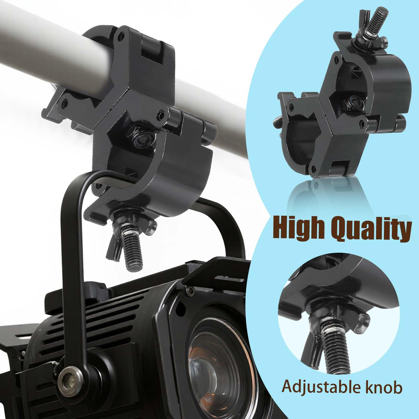 4Pack Stage Lighting Clamps for Truss Clamp for Lights 29-35mm Swivel Double Coupler Clamps for Lighting Truss Load 80kg Dual Swivel Scaffolding Clamp Hook for Scaffold - Image 2
