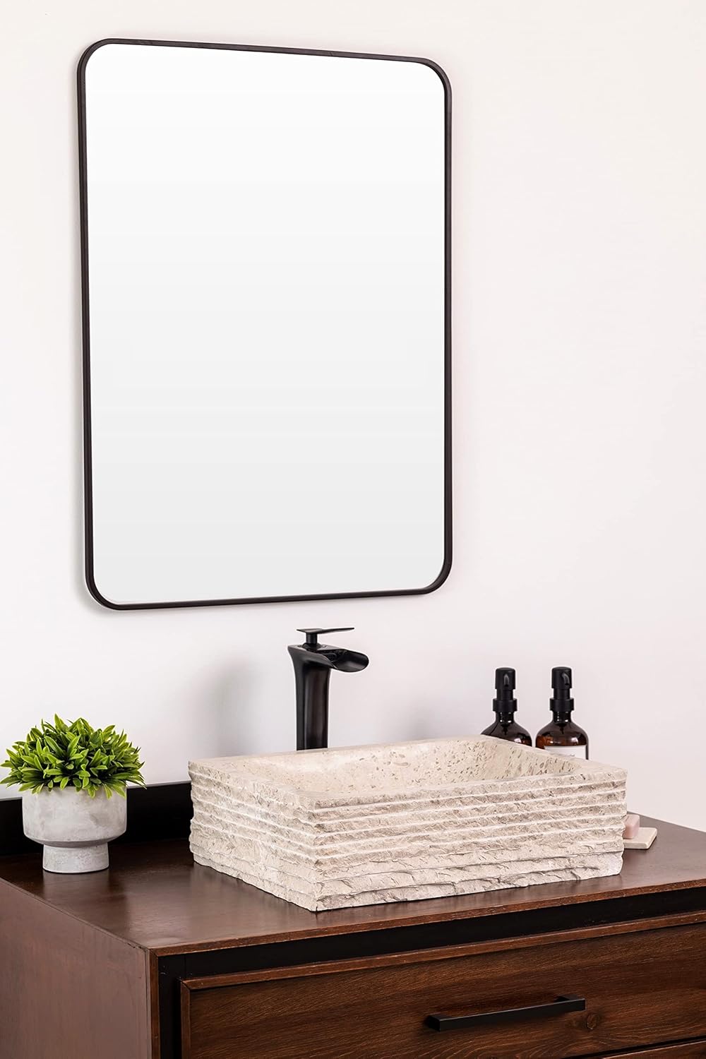 Natural Stone Vessel Bathroom Sink - Rustic Lerdo Marble