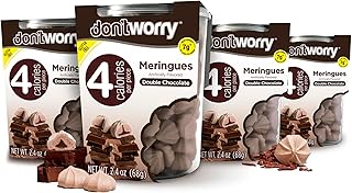 Don't Worry Low Sugar Cookies – Low Calorie Snacks | Keto Friendly Low Sugar Snacks | Chocolate Filled Healthy Meringue Cookies | Meringues Low Carb Dessert for Adults | 4 Pack