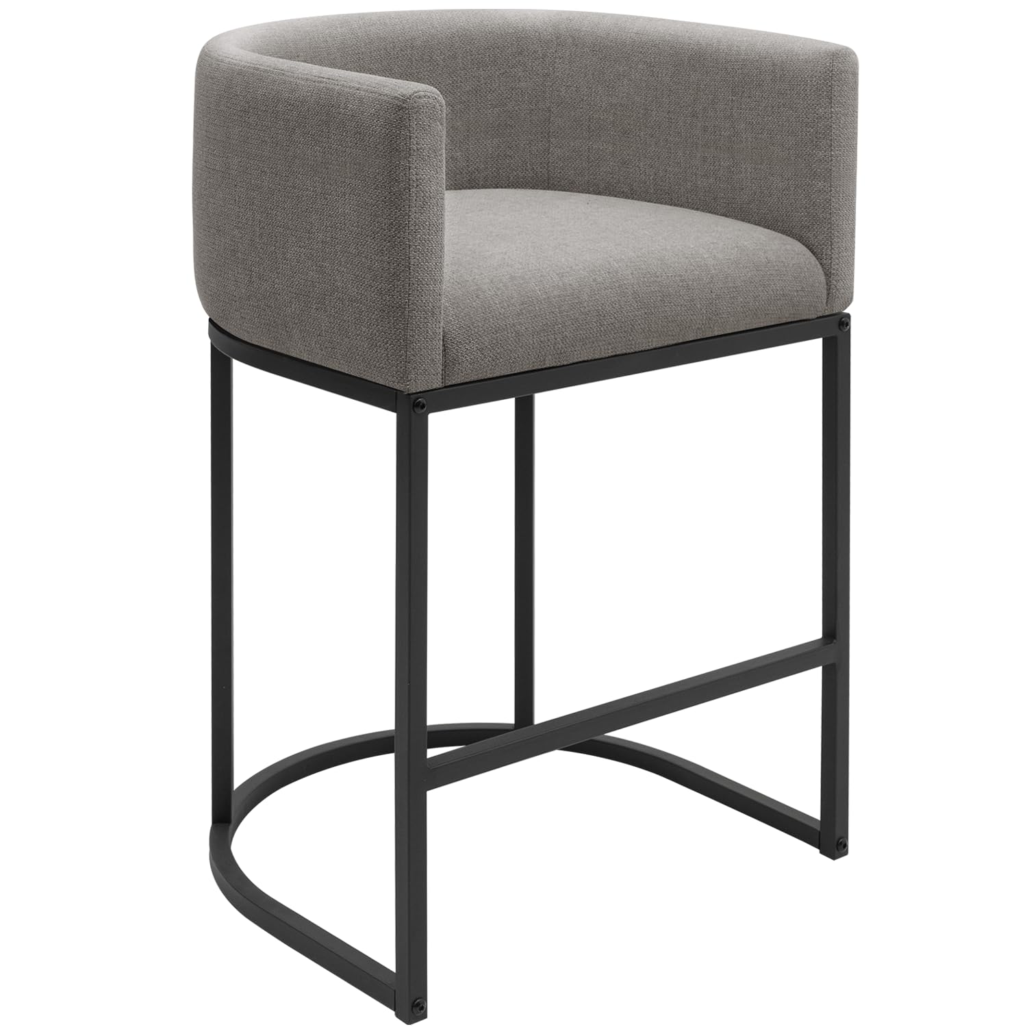 Counter Height Bar Stools, 24 Inch Seat Height Barstools for Dining Room, Fabric Upholstered Bar Chair for Kitchen Island, Linen Counter Stools with Metal Legs, Gray