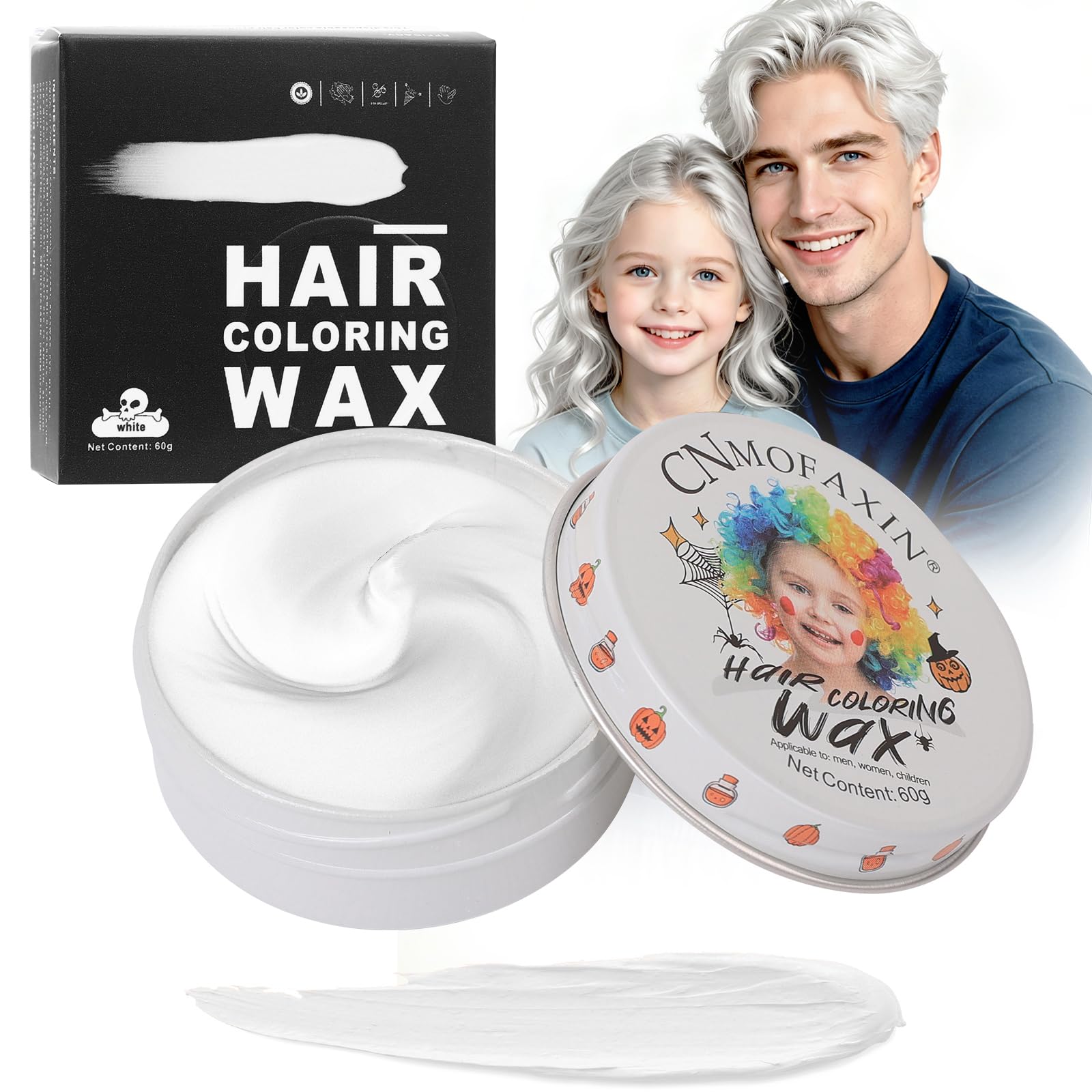 Hansuby Tinte temporal plateado para el cabello, ideal para niños, mujeres y hombres, barro para peinar el color del cabello, lavable, para niñas, niños y adolescentes, crema de gel
