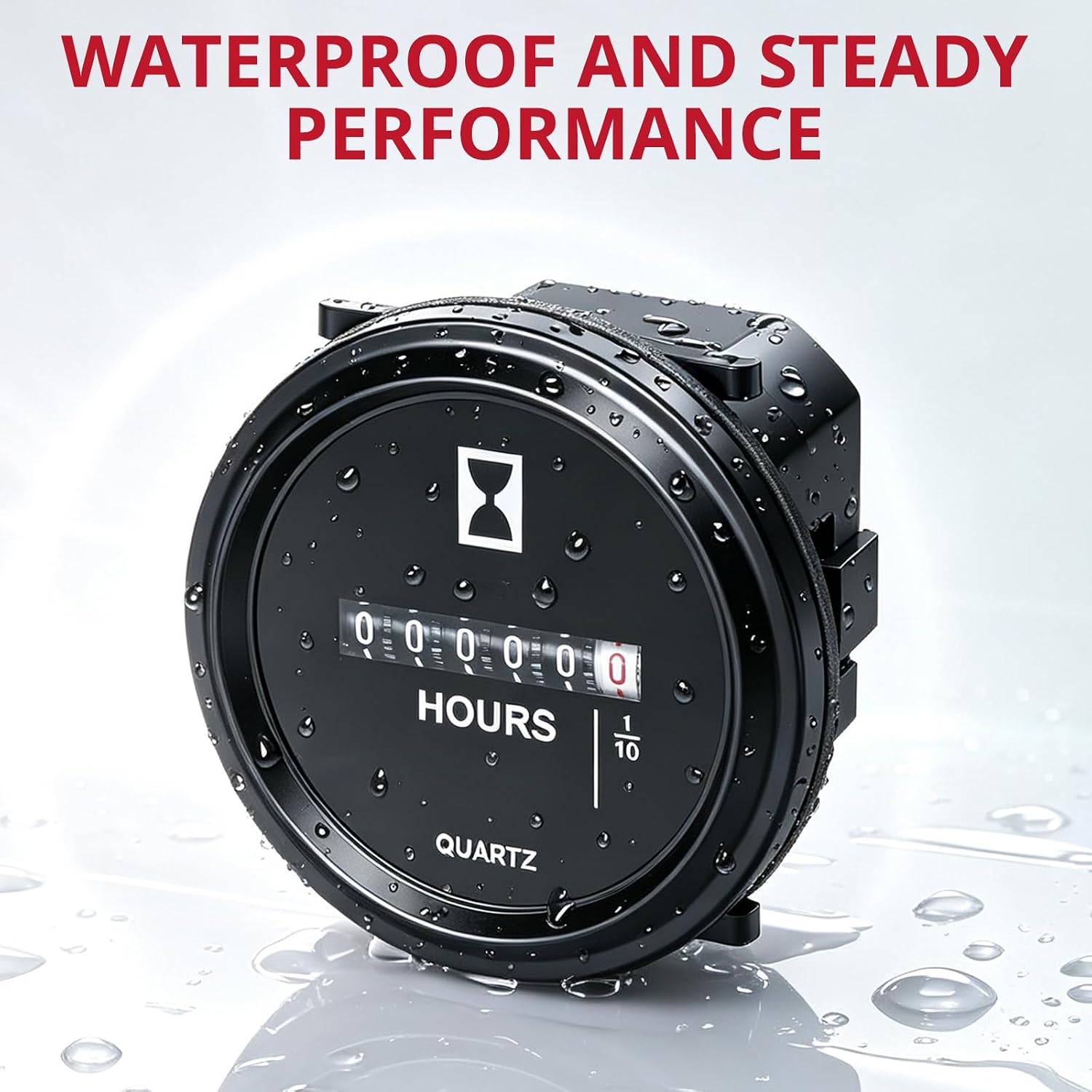 BINTA Quartz Hour Meter, 2" Round 0-99999.9H Waterproof Industrial Timer | 12V 24V 36V 48V 72V Maintenance Gauge for Marine Boat Engine ATV UTV Snowmobile Generator Tractor Lawn Mower