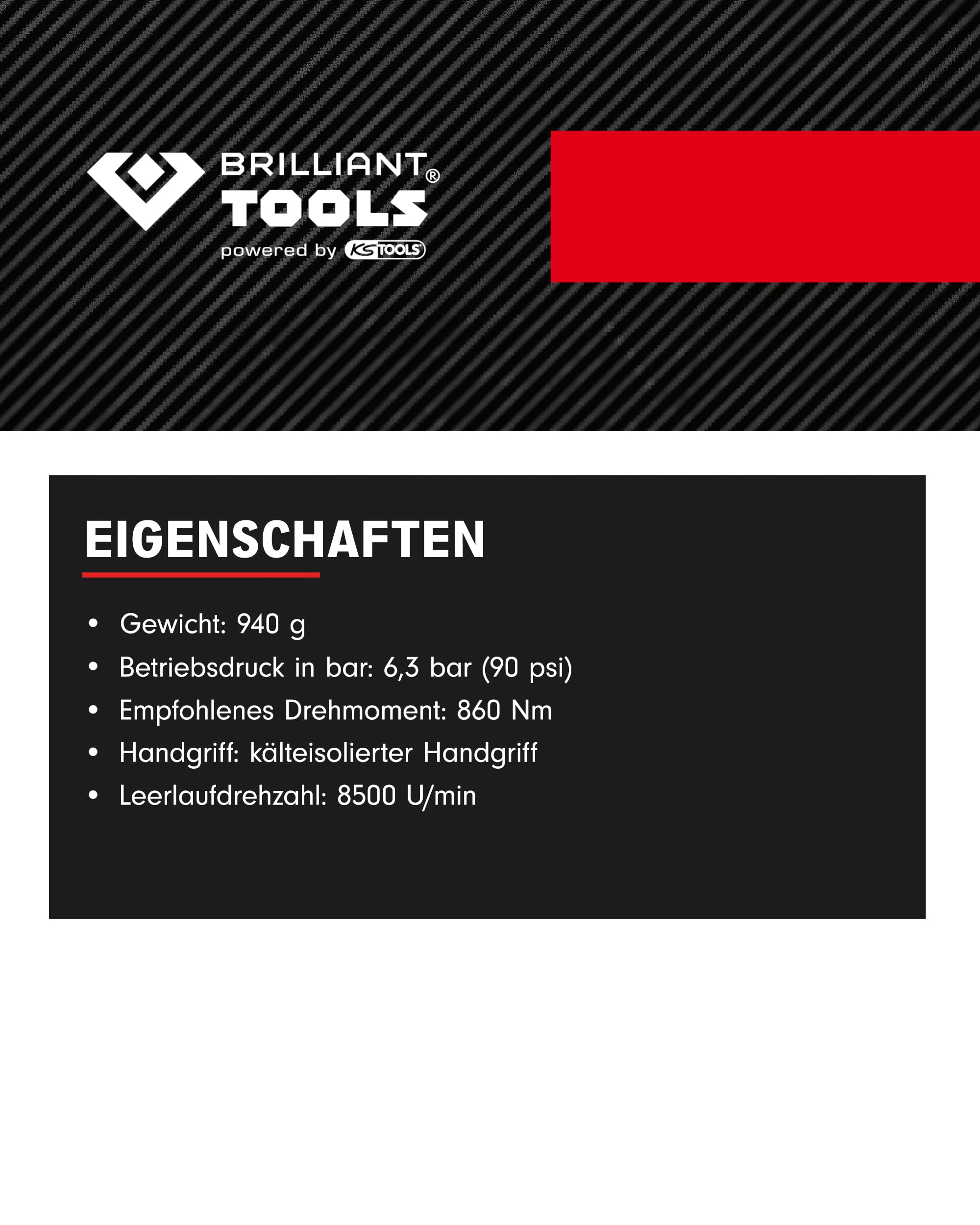 BRILLIANT TOOLS BT160704 Druckluft-Bohrmaschine [Powered by KS TOOLS]