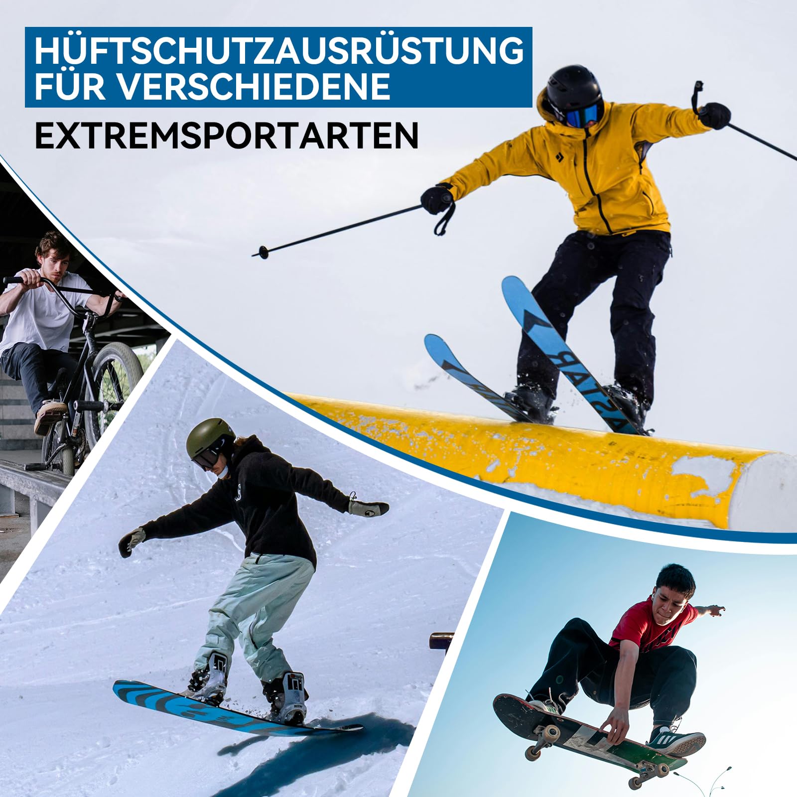 Cienfy Protektive Gepolsterte Shorts mit Eva Steißbeinpolster für Snowboard, Schlittschuh & Ski, 3D Hüftprotektor für Hüfte, Gesäß und Steißbein