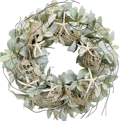 CIR OAOSES 18 Inch Green Ear Lambs Leaves Starfish Wreaths