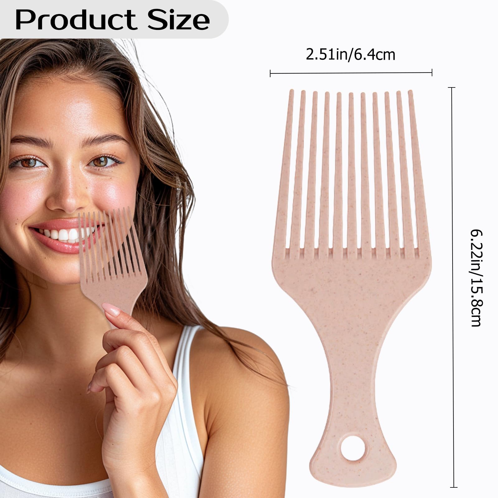 3 Stück Uni Afro-Haarkamm zum Entwirren und Stylen, 16,2 cm breiter Zahnkamm