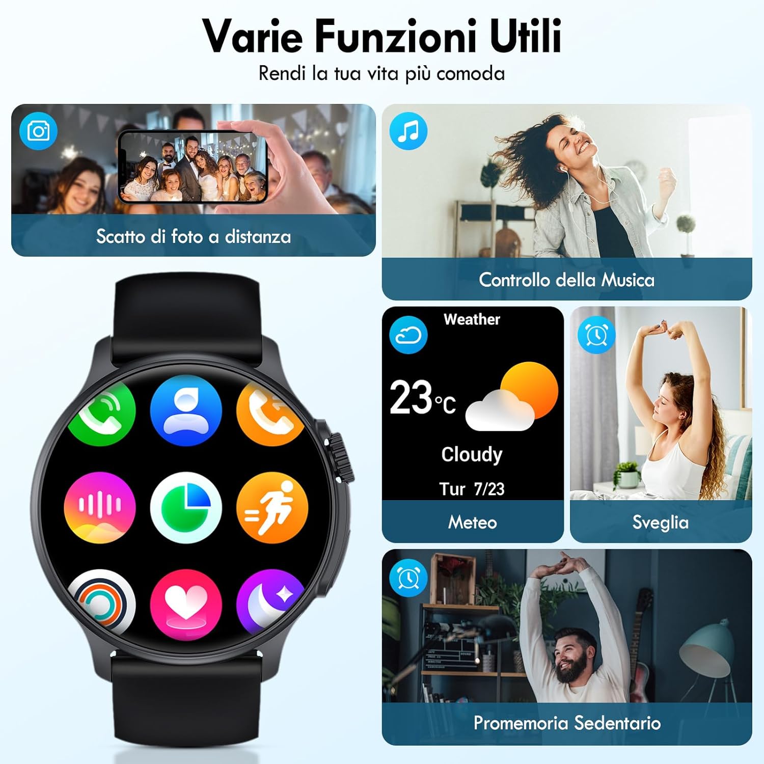 AVUMDA Smartwatch Orologio Uomo Donna Chiamata, 1.43 AMOLED Smart Watch Sportive Impermeabile con Contapassi Cardiofrequenzimetro SpO2 Sonno Notifiche Messaggi per iOS Android AVUMDA Smartwatch Orologio Uomo Donna Chiamata, 1.43 AMOLED Smart Watch Sportive Impermeabile con Contapassi Cardiofrequenzimetro SpO2 Sonno Notifiche Messaggi per iOS Android