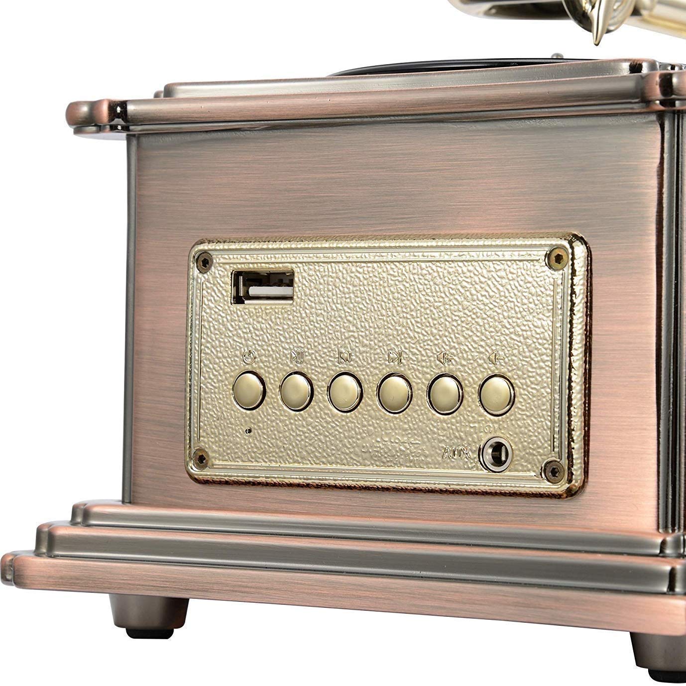 Vintage system głośników stereo w kształcie gramofonu z Bluetooth 4.2, USB i wejściem Aux-in do dekoracji wnętrz i odtwarzania muzyki