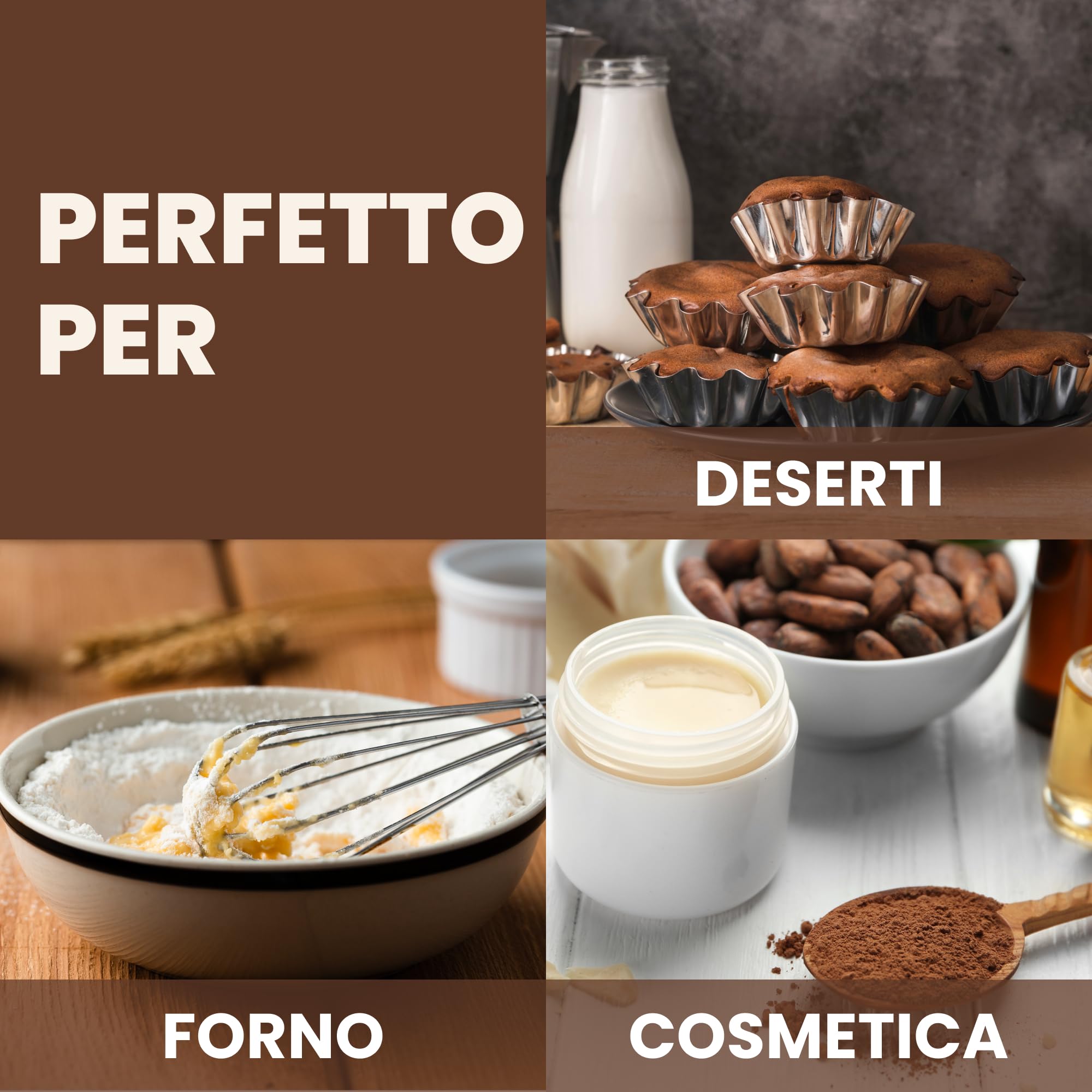FOODIN Burro di Cacao Bio — Naturale per Cosmetica, Cucina e Dolci — Idratante, Dolce Profumo, Crudo e Sostenibile — 750g