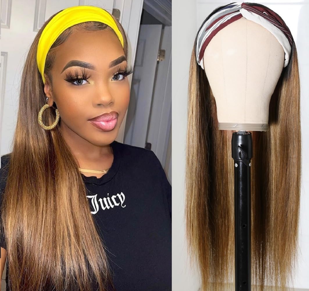 TNICE Ombre Headband Wig Human Hair Straight 18 Inch 4/27
