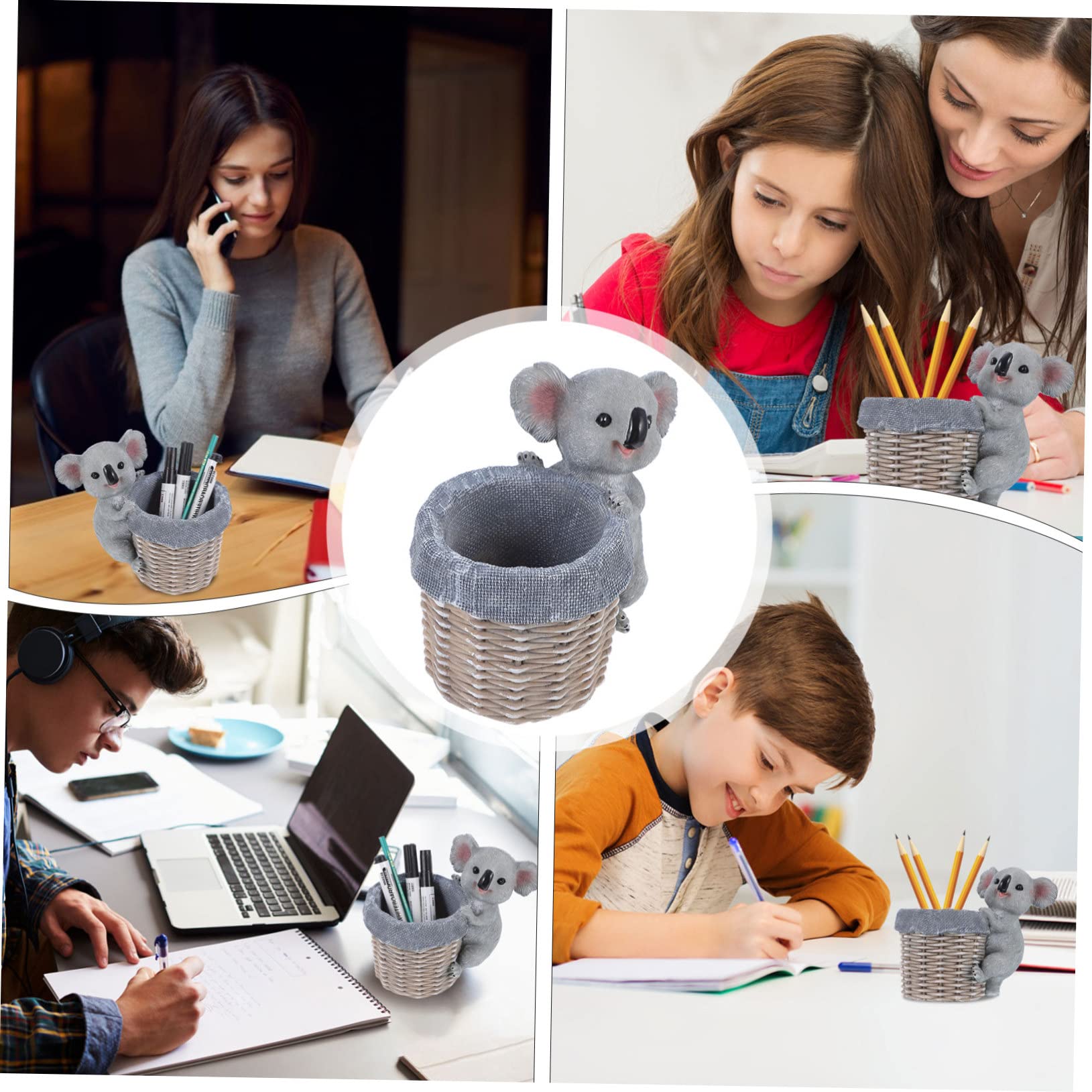 NUOBESTY Organizza La Tua Scrivania Con Il Portapenne 3d Koala - Portapenne Da Trucco in Resina E Portatile
