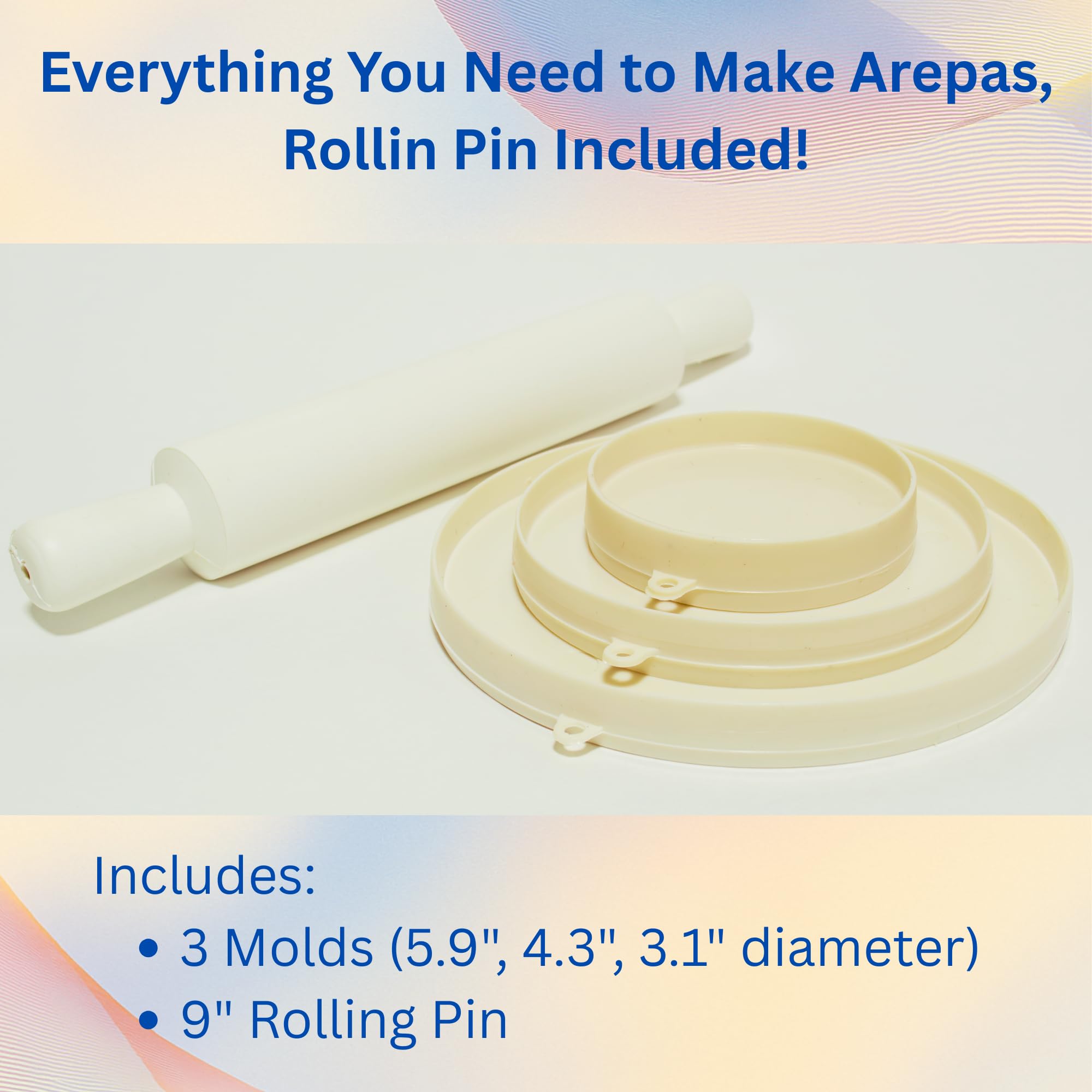 Molde para Arepas with Rodillo (Rolling Pin) – 3 Sizes (5.9